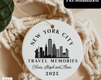 Personalized New York City Family Vacation Ornament, Customized Family Keepsake Ceramic Bauble, Custom NYC Trip Souvenir, 2025 New York Trip