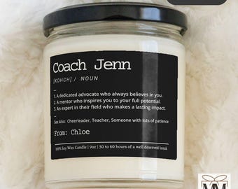 Personalized Coach Gift, Coach Definition 9oz Candle, Coaching Gift, Sports Coach Gift, Coach Appreciation Christmas Gift, Custom Coach Gift