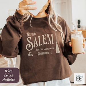 Salem Massachusetts Halloween Sweatshirt, Halloween Crewneck Sweater, Witch Shirt, Vintage Fall Sweater, Halloween Gift, Salem Broom Company