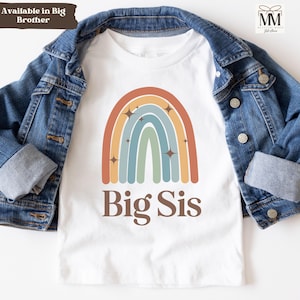 Big Sister Announcement Shirt, Retro Boho Rainbow Big Sis, Promoted to Big Sister, Gift for New Big Sister, Pregnancy Reveal, Big Sist Gift