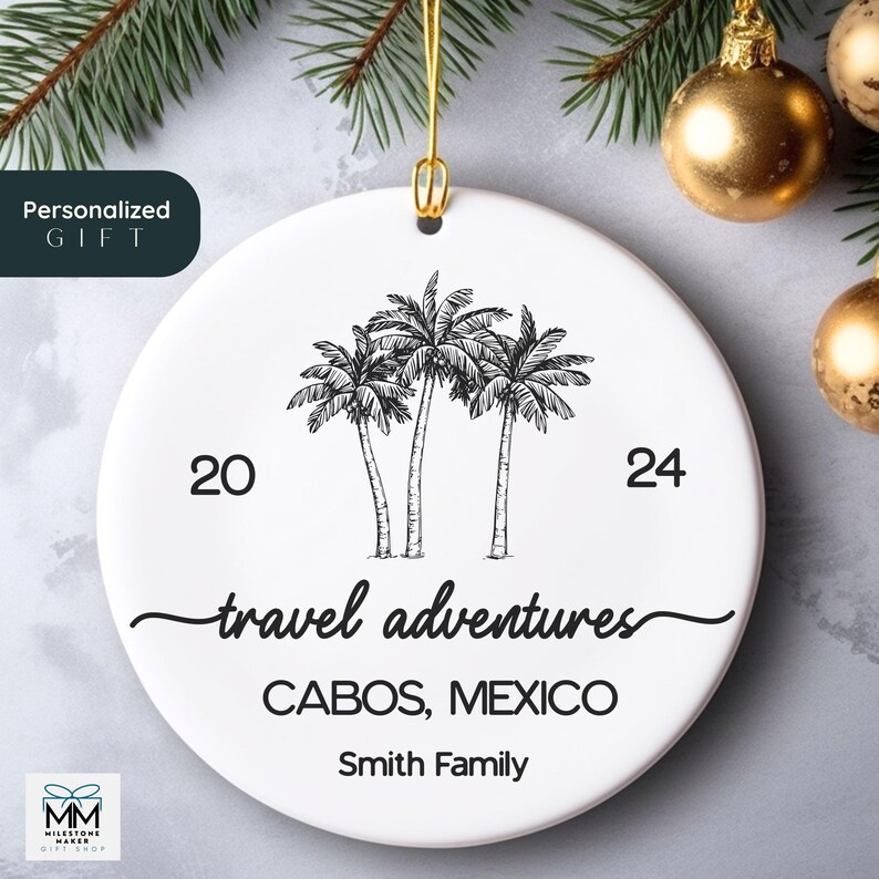 Family Beach Vacation Ornament, Christmas Gift for Traveler, 2024