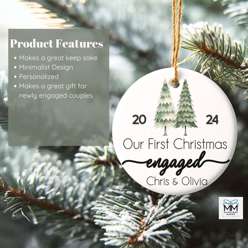 Engagement Ornament, First Christmas Engaged Personalised Ornament