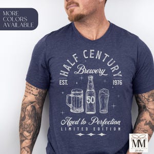 50th Birthday Shirt for Him, 1976 Vintage T-shirt, Beer Lover Mens Funny Fiftieth Gift for Husband