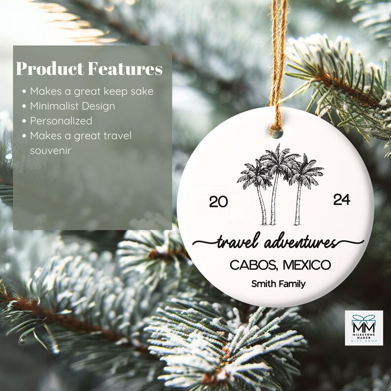 Family Beach Vacation Ornament, Christmas Gift for Traveler, 2024