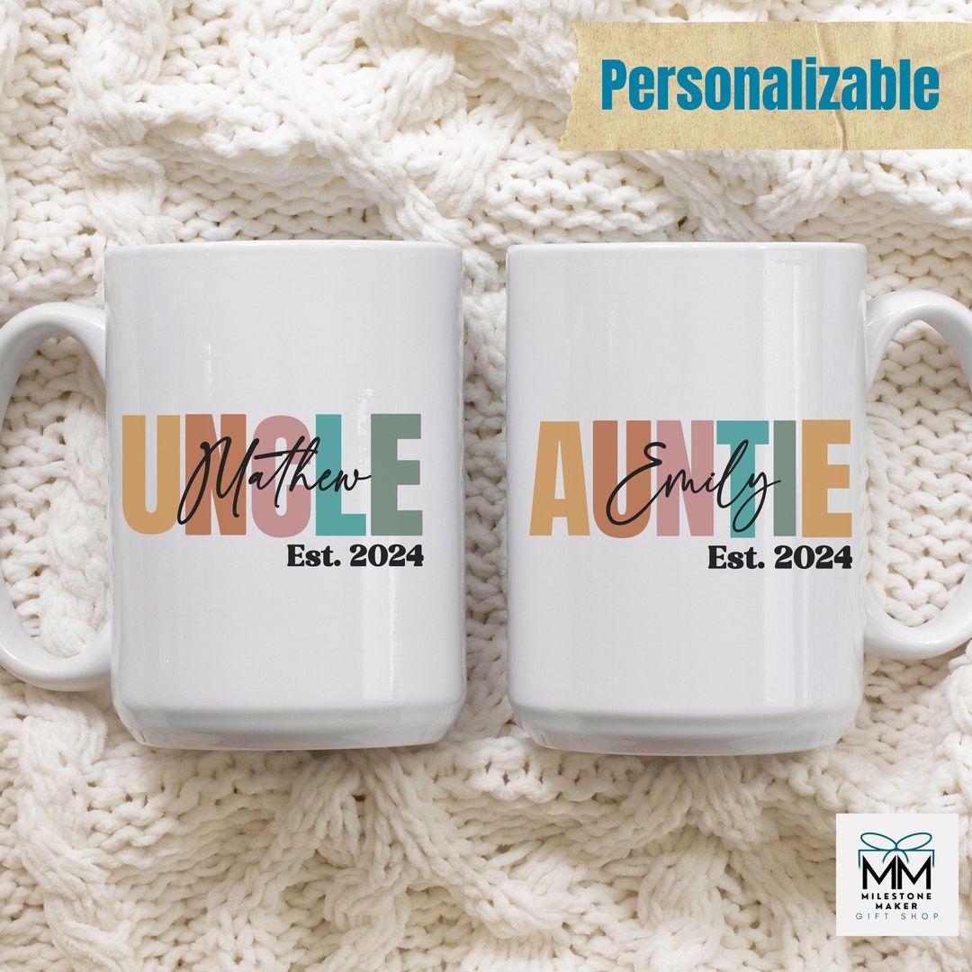 Personalized Auntie and Uncle Mug, Custom Gift for New Aunt and Uncle ...