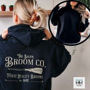 Salem Massachusetts Broom Company Hoodie,  Halloween Hoodie, Vintage Fall Hoodie, Salem Broom Co Hooded Sweatshirt, Women's Fall Sweatshirt