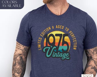 Retro 50th Birthday Gift for Men, Vintage 1975 Birthday TShirt, 50th Birthday Party Gift, Funny Birthday Shirt for Him, Limited Edition 1975