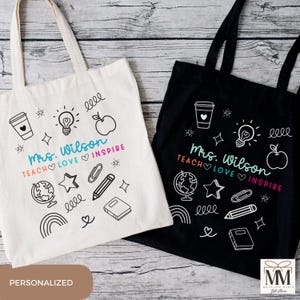 Sac fourre-tout personnalisé pour professeur, cadeau pour professeur, sac cadeau de remerciement pour professeur, sac fourre-tout pour la rentrée des classes, sac pour professeur de maternelle