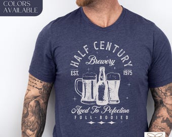 50th Birthday Shirt for Men, 1975 Vintage Birthday TShirt, Beer Lover 50th Birthday T-Shirt, Funny 50th Gift for Husband, 50th Bday Gift Him
