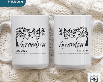 Grandma and Grandpa Mug for Pregnancy Announcement, Grandparent Coffee Cup, Grandmother Grandfather Gift, Promoted to Grandma Grandpa Reveal