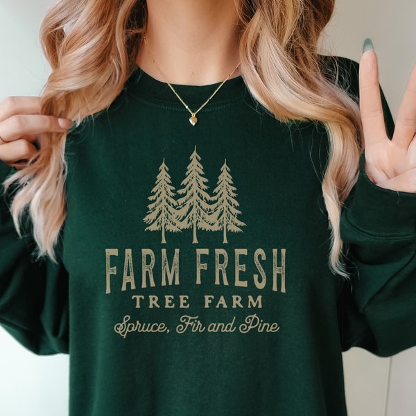 Farm Fresh Trees Sweatshirt, Winter Crewneck Sweater, Farmfresh Christmas Trees, Vintage Winter Sweatshirt, Womens Christmas Sweatshirt