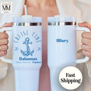 Custom Cruise Vacation 40 oz Tumbler, Cruise Vacation Drinking Cup,  Family Cruise Water Bottle with Handle, Personalized Vacation Tumblers