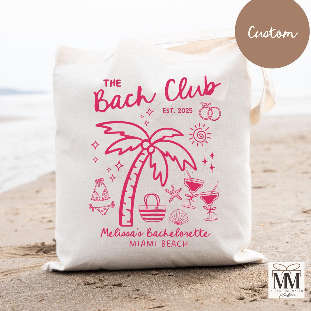 Custom Beach Bachelorette Tote Bag, Beach Bach Bachelorette Party Favor ...