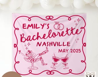 Custom Cowgirl Bachelorette Trip Banner, Country Bach Party Tapestry, Western Bridal Party Decor, Last Rodeo Nashville Bachelorette Weekend