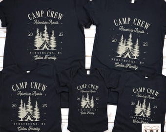 Personalized Family Camping Trip Shirt, Matching Travel Camping Tshirt for Family, Camp Crew Outdoor Family Camp Trip Tee, Adventure Awaits