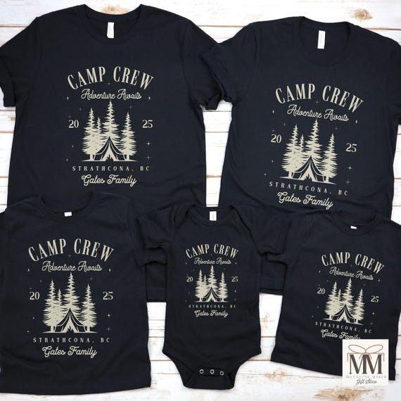 Personalized Family Camping Trip Shirt, Matching Travel Camping Tshirt for Family, Camp Crew Outdoor Family Camp Trip Tee, Adventure Awaits