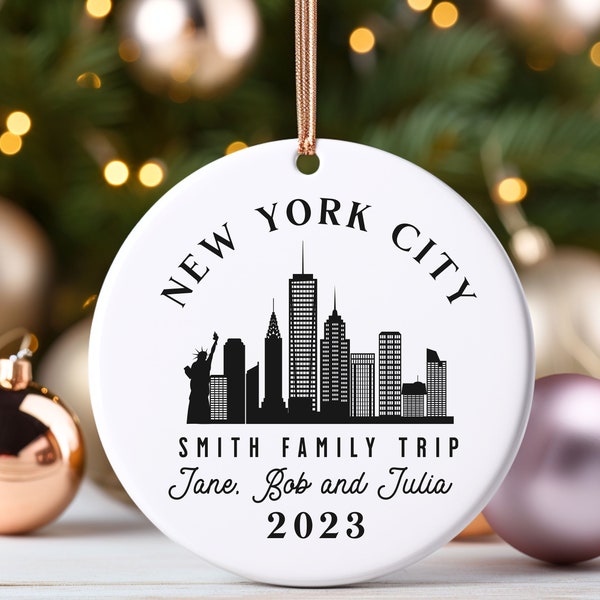 Personalized New York City Family Vacation Ornament, Customized Family Keepsake Ceramic Bauble, Personalized Gift, 2023 Vacation Keepsake