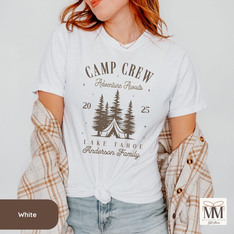 Personalized Family Camping Trip Shirt, Matching Travel Camping Tshirt for Family, Camp Crew Outdoor Family Camp Trip Tee, Adventure Awaits image 7