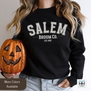 Salem Broom Company Halloween Sweatshirt, Witchy Aesthetic Halloween Vintage Sweater, Salem Massachusetts 1692, Spooky Witch Shirt For Fall