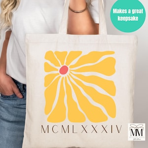 40th Birthday Gift For Women, 1985 Vintage Canvas Tote Bag, Fiftieth Birthday Party Gift Bag, 40th Bday Gift For Her, Flower Aesthetic Tote