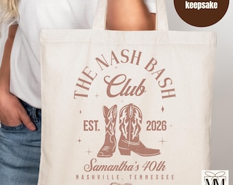 Nashville Bachelorette Tote Bag, Custom Nash Bash Gift Bag, Cowgirl Bridesmaid tote, Bash In the Nash Girls Trip Gifts, Nashville Birthday