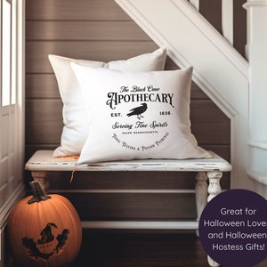 Black Crow Apothecary Halloween Pillow and Insert, Witchy Aesthetic Halloween Home Decoration, Spooky Halloween Lover Gift, Black Crow Gift bild 10
