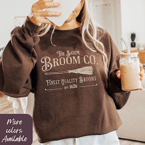 Salem Broom Company Halloween Sweatshirt, Salem Massachusetts Crewneck, Witchy Fall Sweater, Spooky Shirt For Fall, Witchy Aesthetic Shirt