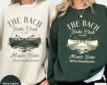 Camp Bachelorette Sweatshirt, Personalized Bach Club Shirt, Camping Themed Bridesmaid Sweaters, Cabin Cottage Lake Bridal Crewnecks Shirts