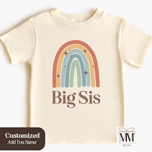 Big Sister Announcement Shirt, Retro Boho Rainbow Big Sis, Promoted to Big Sister, Gift for New Big Sister, Pregnancy Reveal, Big Sist Gift