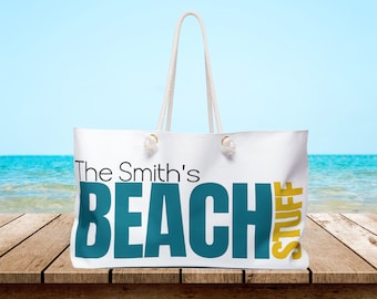 Personalized Beach Bag, Custom Name Beach Bag, Beach Tote Bag, Beach Vacation, Customized Beach Bag, Family Beach Vacation Gift, Minimalist