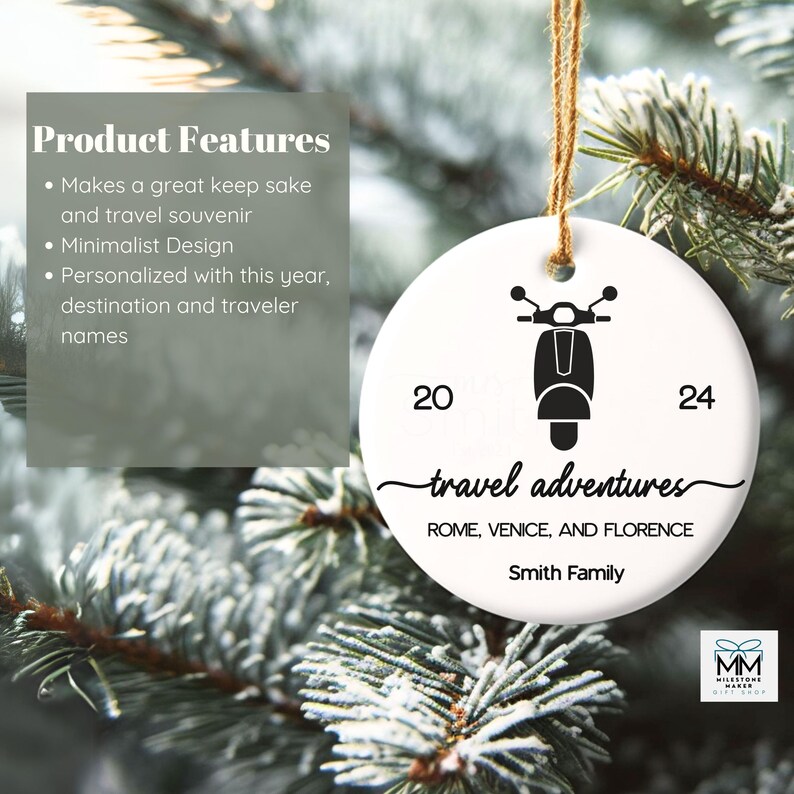 Italy Travel Ornament, Italy Vacation 2024 Keepsake Souvenir, Custom