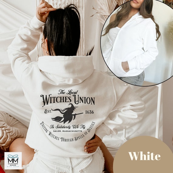 Witches Union Halloween Zip up Hoodie, Salem Massachusetts Witchy