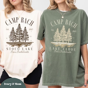Custom Camp Bach T-shirts, Camping Bachelorette Comfort Color Tees, Cabin Bach Party Bridesmaid Shirts, Hiking Bachelorette Party Shirts