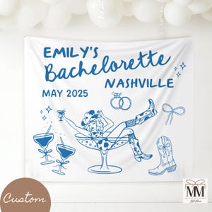 Custom Cowgirl Bachelorette Trip Banner, Country Bach Party Tapestry, Western Bridal Party Decor, Last Rodeo Nashville Bachelorette Weekend