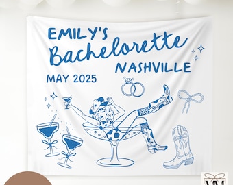 Aangepaste cowgirl vrijgezellenreis banner, Country Bach Party Tapestry, Western Bridal Party Decor, Last Rodeo Nashville Vrijgezellenweekend
