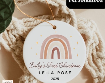 Baby's First Christmas Ornament, Personalized Christmas Gift For New Baby, Boho Baptism Tag, 2025 Baby Keepsake, Christmas Gift Baby Girl