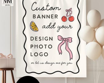 Custom ontwerp banner, feestdecoratie welkomstbord, gepersonaliseerde babyshower, verjaardagsfeestje, bruiloft, vrijgezellenfeest stof muur fotoachtergrond
