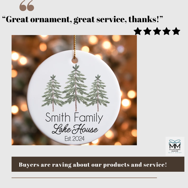 Personalized Lake House Ornament, Lake Name Christmas Gift, Custom