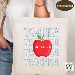 Sac fourre-tout personnalisé pour enseignant, cadeau pour enseignant, sac cadeau de remerciement pour enseignant, sacs fourre-tout pour la rentrée, sac pour enseignant de maternelle