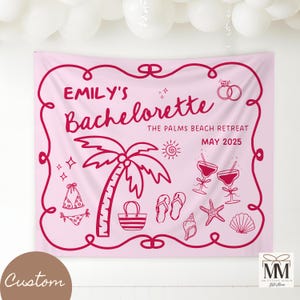 Custom Beach Bachelorette Party, Miami Bachelorette Decor, Cobo Bach Party Banner, Beach Bachelorette Backdrop, Bach Club Bridal Party Decor
