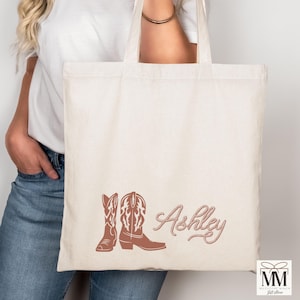 Custom Cowgirl Tote Bag, Nashville Bachelorette Gift Bags, Country Western Bridesmaid Tote, Rodeo Bridal Party Favor, Cowgirl Birthday Gift