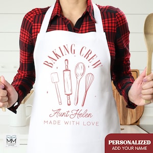 Baking Crew personalisierte Schürzen, kundenspezifische Weihnachtsschürzen, Weihnachtsplätzchen-Crew-Party, Feiertags-Backengruppengeschenk, Familienweihnachtsbäckerei
