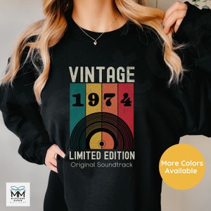 1974 Vintage Sweatshirt, 50th Birthday Gift for Women, Retro 1974 Crewneck Sweater, Mens 50th Birthday Gift, 50th Birthday Party Gift Her