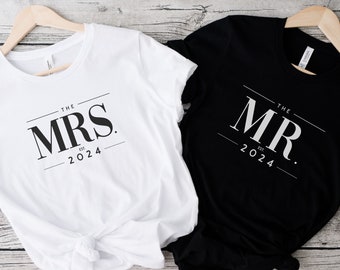 Mr and Mrs Gift, Just Married Matching TShirt, Husband and Wife Shirt, Honeymoon Couples Gift, Bride and Groom Wedding Tees, Engagement Gift