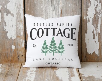 Customized Family Cottage Decorative Pillow and Cover, Lake House Decor, Personalized Family Gift, Lake House Housewarming Gift, New Cottage