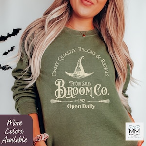 Salem Broom Company Halloween Sweatshirt, Vintage Halloween Sweater, Women&#39;s Halloween Shirt, Spooky Fall Sweater, Witchy Aesthetic Sweater