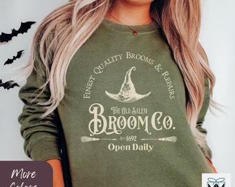 Salem Broom Company Halloween Sweatshirt, Vintage Halloween Sweater, Women's Halloween Shirt, Spooky Fall Sweater, Witchy Aesthetic Sweater