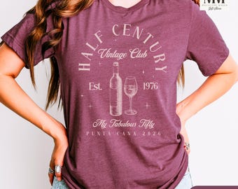 50th Birthday Gift For Her, Half Century Vintage 1976 Birthday Shirt, 50th Gift For Wine Lover, Funny 50th Birthday Party Gift, Womens 50th