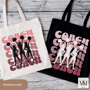 Cheer Coach Tote Bag, Personalized Cheerleading Coach Gift, Best Cheer Coach Thank-You, Coach Appreciation, Coach&#39;s Gift, Coach Canvas Bag