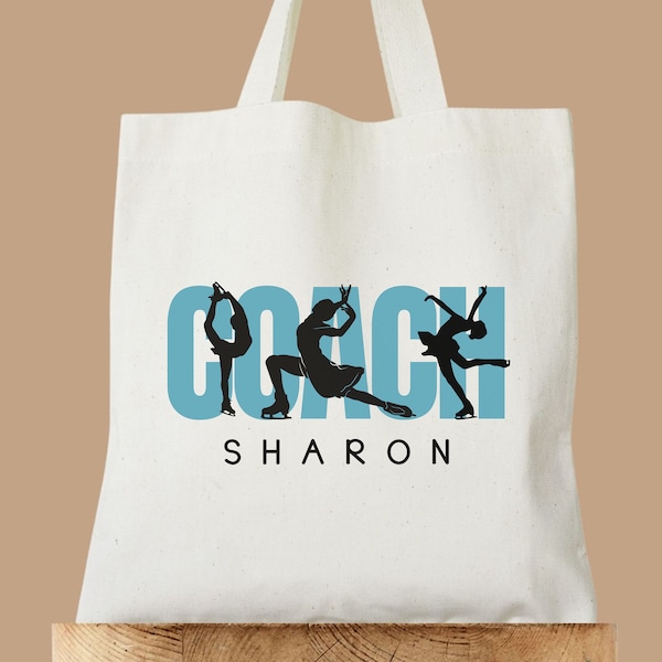 Customizable Figure Skating Coach Tote Bag for Figure Skating Coaches, Ice Skating Coach Gifts, Personalized Tote Bag for Figure Skate Coach